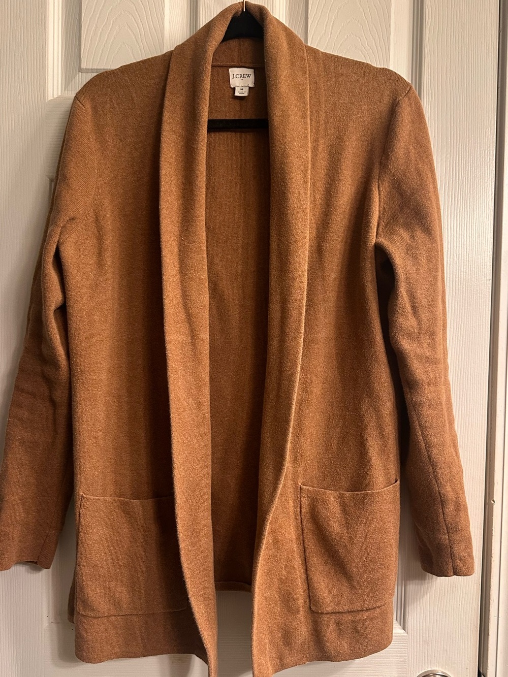 J. Crew Camel Open-Front Shawl Cardigan
